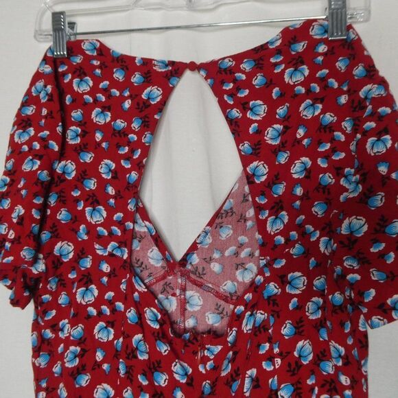 Forever 21 Floral Romper V Neck Keyhole Cap Sleeve - Picture 10 of 12
